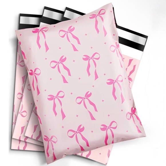 Other - 20PK 6 X 9 Pink Bow Patterned Polymailers BUT NOW PRICE